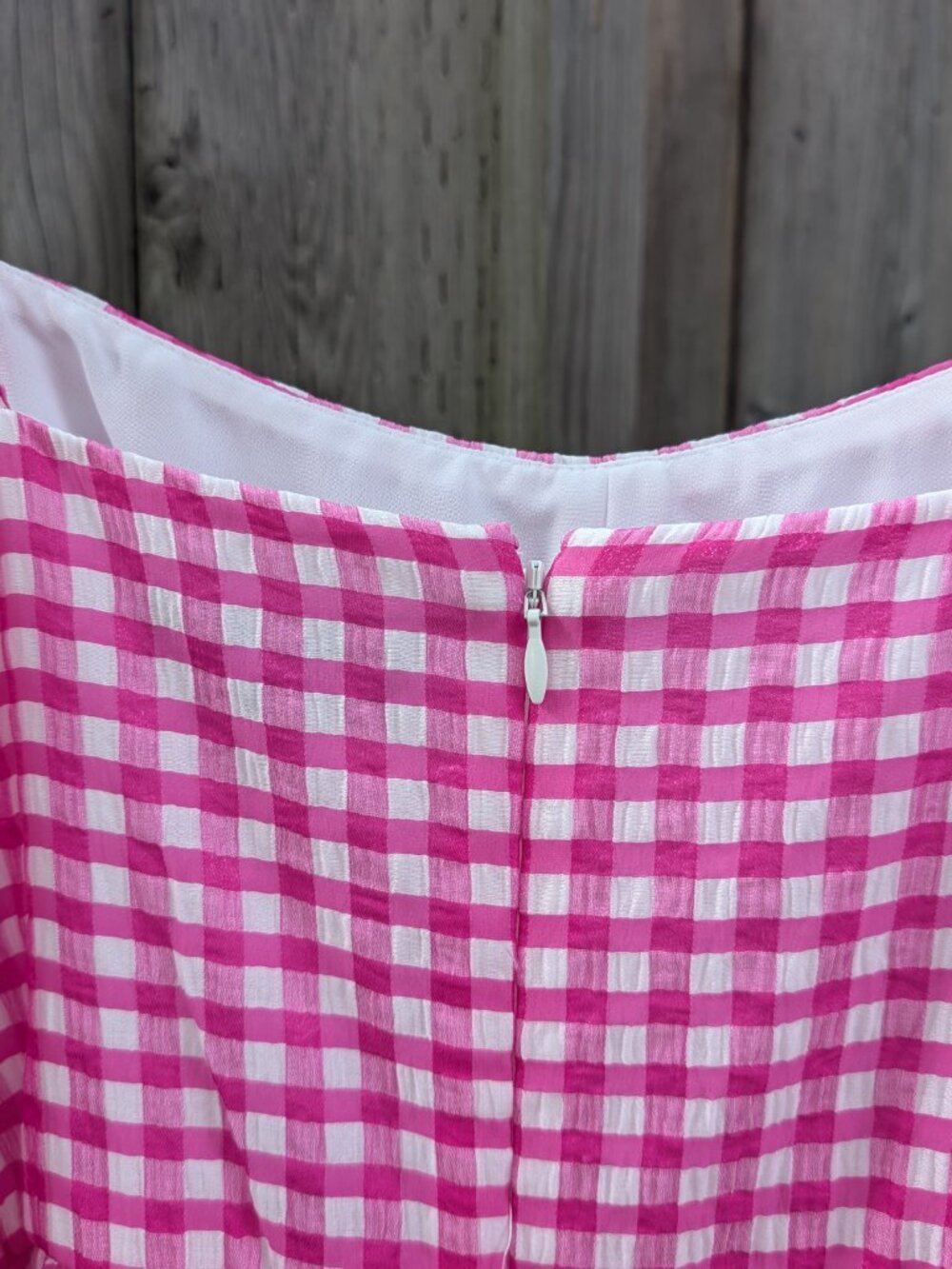 Pink and White Gingham Jcrew dress (12) - Picture 4 of 6